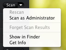 Scan as Administrator menu command