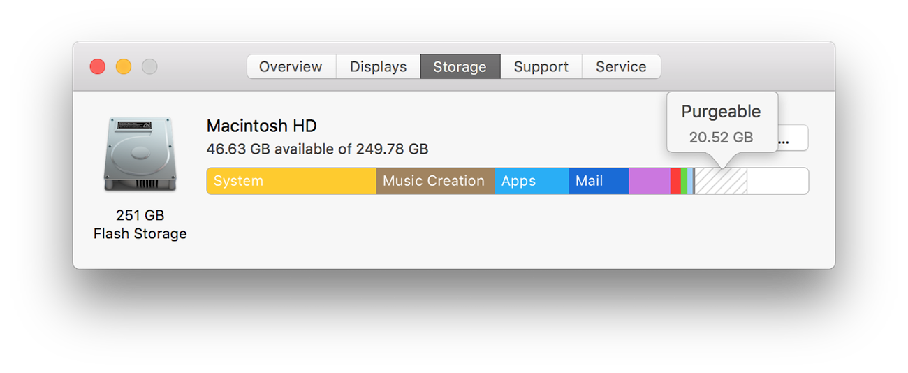 Purgeable in About This Mac on macOS Sierra
