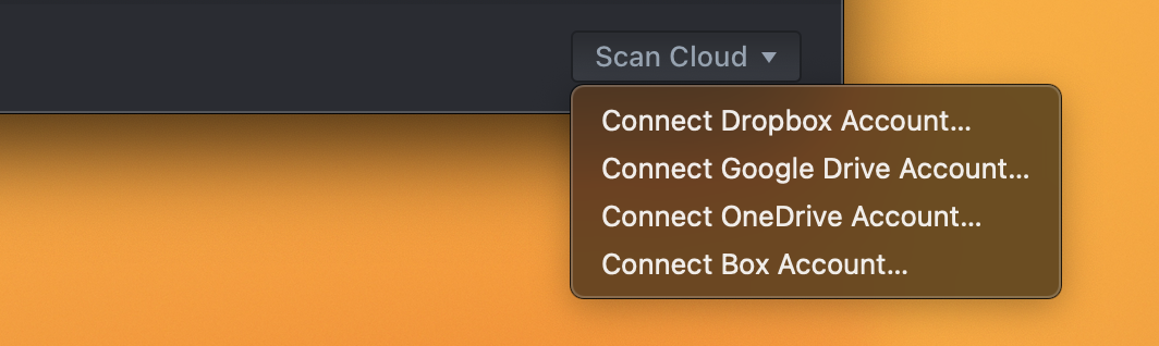 Connect cloud account menu command